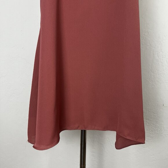 Lulus Groove Thing Keyhole Halter Mini Swing Dress Dark Pink Rusty Rose Size M - Picture 3 of 9